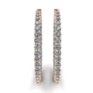 Dünne Creolen mit Diamanten aus Roségold - Foto 2