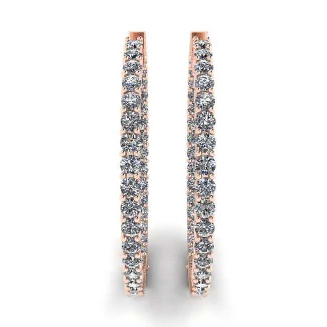 Dünne Creolen mit Diamanten aus Roségold - Foto 2