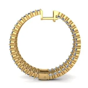 Dünne Creolen mit Diamanten aus Gelbgold - Foto 1