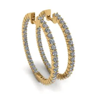 Dünne Creolen mit Diamanten aus Gelbgold