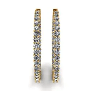 Dünne Creolen mit Diamanten aus Gelbgold - Foto 2