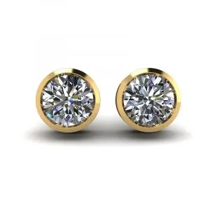 Runde Diamant-Ohrstecker aus Gelbgold