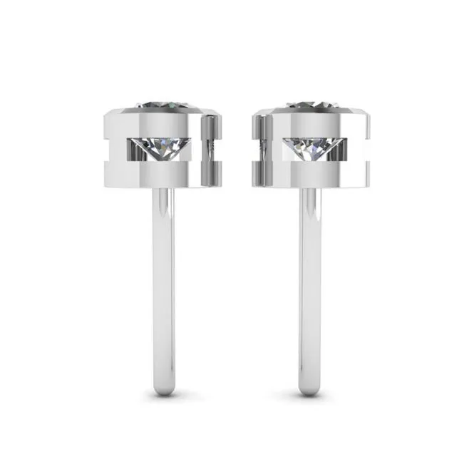 Runde Diamant-Ohrstecker aus Weißgold - Foto 1