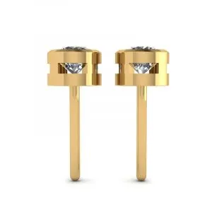 Runde Diamant-Ohrstecker aus Gelbgold - Foto 1