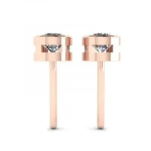 Runde Diamant-Ohrstecker aus Roségold - Foto 1