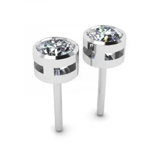 Runde Diamant-Ohrstecker aus Weißgold - Foto 2