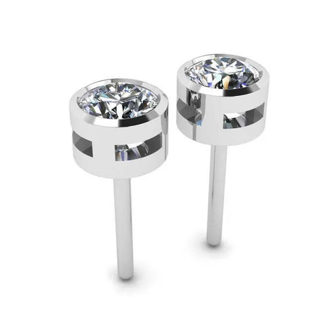 Runde Diamant-Ohrstecker aus Weißgold - Foto 2