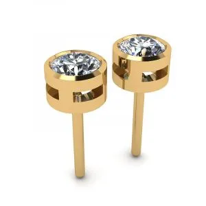 Runde Diamant-Ohrstecker aus Gelbgold - Foto 2