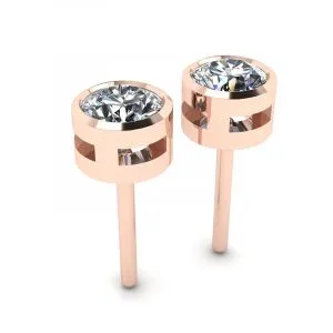 Runde Diamant-Ohrstecker aus Roségold - Foto 2