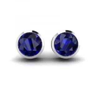 Klassische blaue Saphir-Ohrstecker aus Weißgold