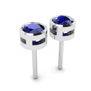 Klassische blaue Saphir-Ohrstecker aus Weißgold - Foto 3