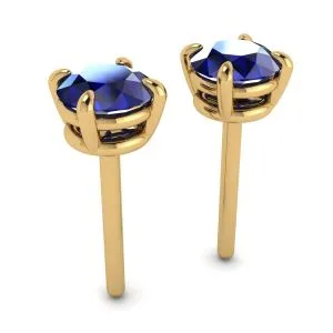 Klassische blaue Saphir-Ohrstecker aus Gelbgold - Foto 2