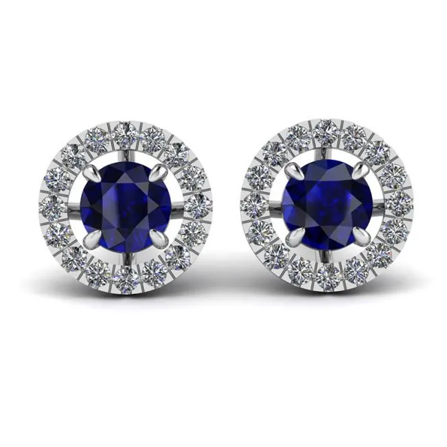 Saphir-Ohrstecker mit abnehmbarem Diamant-Halo
