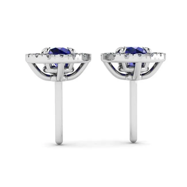 Saphir-Ohrstecker mit abnehmbarem Diamant-Halo - Foto 1