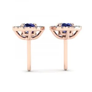 Saphir-Ohrstecker mit abnehmbarem Diamant-Halo in Roségold - Foto 1