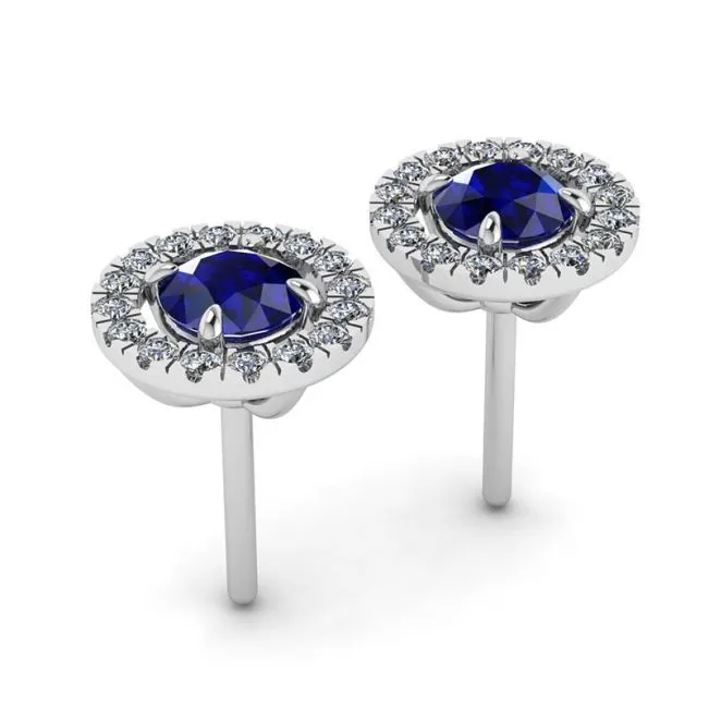 Saphir-Ohrstecker mit abnehmbarem Diamant-Halo - Foto 2