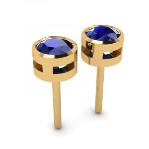 Saphir-Ohrstecker aus Gelbgold - Foto 2