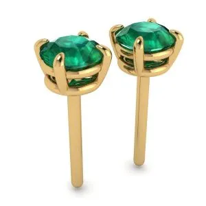 Klassische Smaragd-Ohrstecker aus Gelbgold - Foto 2