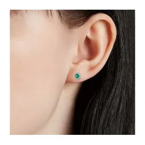 Smaragd-Ohrstecker mit abnehmbarer Diamant-Halo-Jacke - Foto 3
