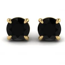 5 mm schwarze Diamant-Ohrstecker aus Gelbgold