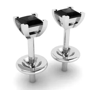 4 mm schwarze Diamant-Ohrstecker im Princess-Schliff - Foto 2