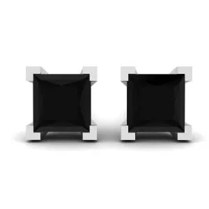 4 mm schwarze Diamant-Ohrstecker im Princess-Schliff