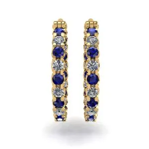 Diamant- und Saphir-Creolen aus Gelbgold - Foto 1