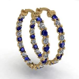 Diamant- und Saphir-Creolen aus Gelbgold