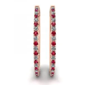 Creolen aus Roségold mit Rubinen und Diamanten - Foto 2