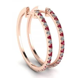 Creolen aus Roségold mit Rubinen und Diamanten