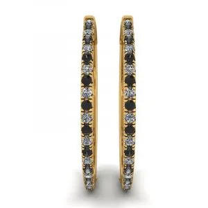 Creolen mit schwarzen und weißen Diamanten aus Gelbgold - Foto 2