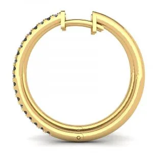 Creolen mit schwarzen und weißen Diamanten aus Gelbgold - Foto 1