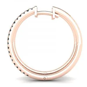 Creolen mit schwarzen und weißen Diamanten in Roségold - Foto 1
