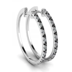 Creolen mit schwarzen und weißen Diamanten aus Weißgold
