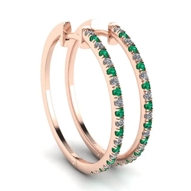 Diamant- und Smaragd-Creolen aus Roségold