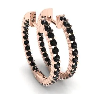 Schwarze Diamant-Creolen aus Roségold