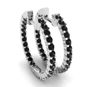 Creolen mit schwarzen Diamanten