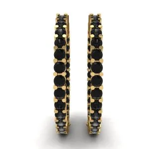 Schwarze Diamant-Creolen aus Gelbgold - Foto 2