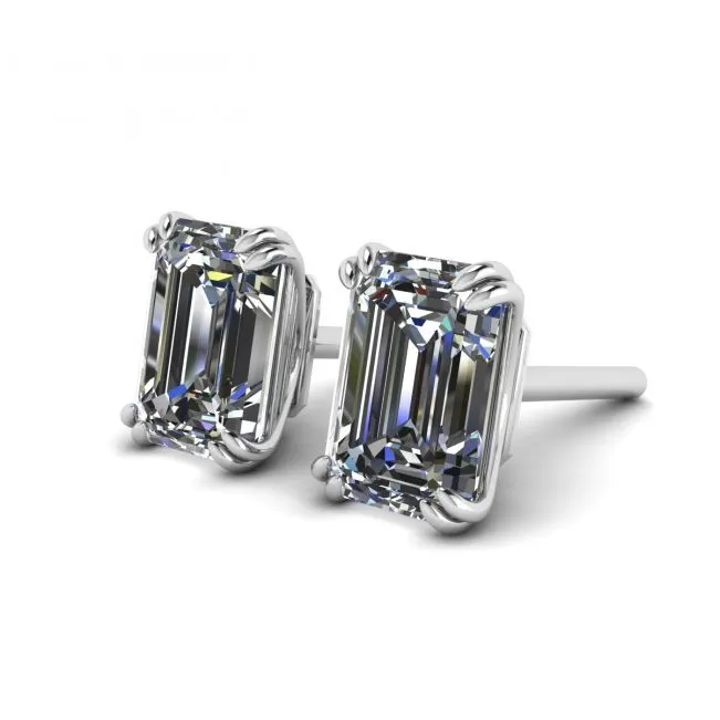 Ohrstecker mit Diamanten im Smaragdschliff - Foto 1