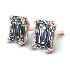 Ohrstecker mit Diamanten im Smaragdschliff, Roségold - Foto 1