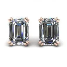 Ohrstecker mit Diamanten im Smaragdschliff, Roségold