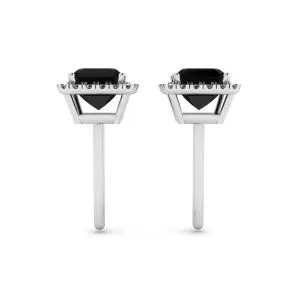 Halo 4 mm schwarze Diamant-Ohrstecker im Princess-Schliff - Foto 1