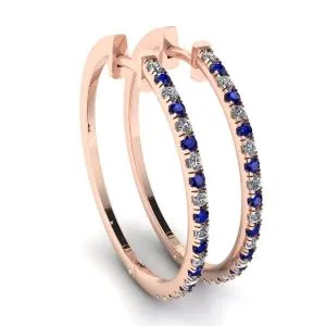 Creolen aus Saphir und Diamant in Roségold