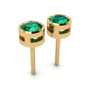 Smaragd-Ohrstecker aus Gelbgold - Foto 2