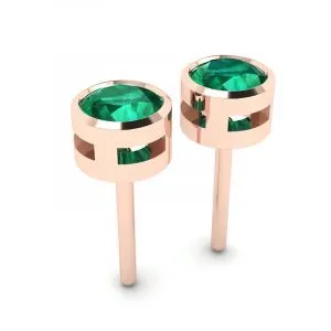 Smaragd-Ohrstecker aus Roségold - Foto 2