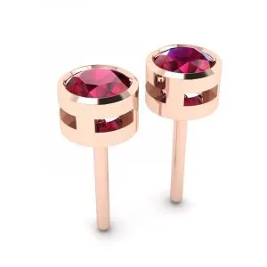 Rubin-Ohrstecker aus Roségold - Foto 2