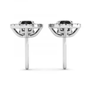 5 mm schwarze Diamant-Ohrstecker mit abnehmbaren Halo-Jacken - Foto 1