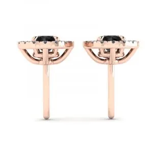 5 mm schwarze Diamant-Ohrstecker mit abnehmbaren Halo-Jacken aus Roségold - Foto 1