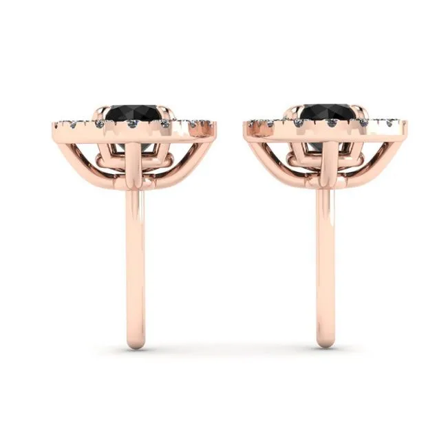 5 mm schwarze Diamant-Ohrstecker mit abnehmbaren Halo-Jacken aus Roségold - Foto 1