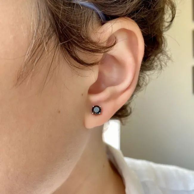 5 mm schwarze Diamant-Ohrstecker mit abnehmbaren Halo-Jacken aus Roségold - Foto 5